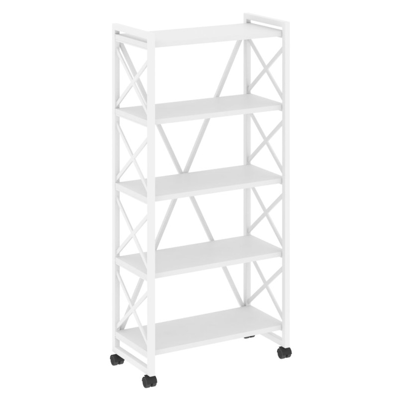 Loft Стеллаж на колесных опорах-5 полок VR.L-MST.K-5.8 Белый бриллиант/Белый металл 800*400*1704