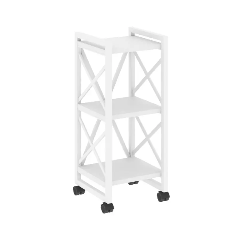 Loft Стеллаж на колесных опорах-3 полки VR.L-MST.K-3.4 Белый бриллиант/Белый металл 400*400*968