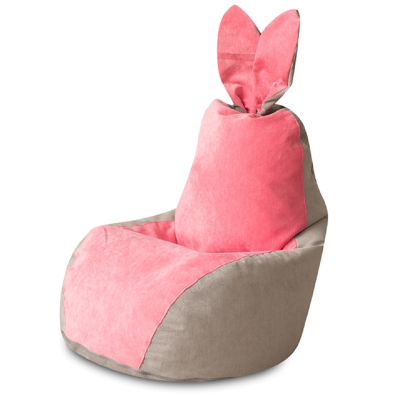 Кресло Мешок Зайчик Серо-Розовый (Классический)