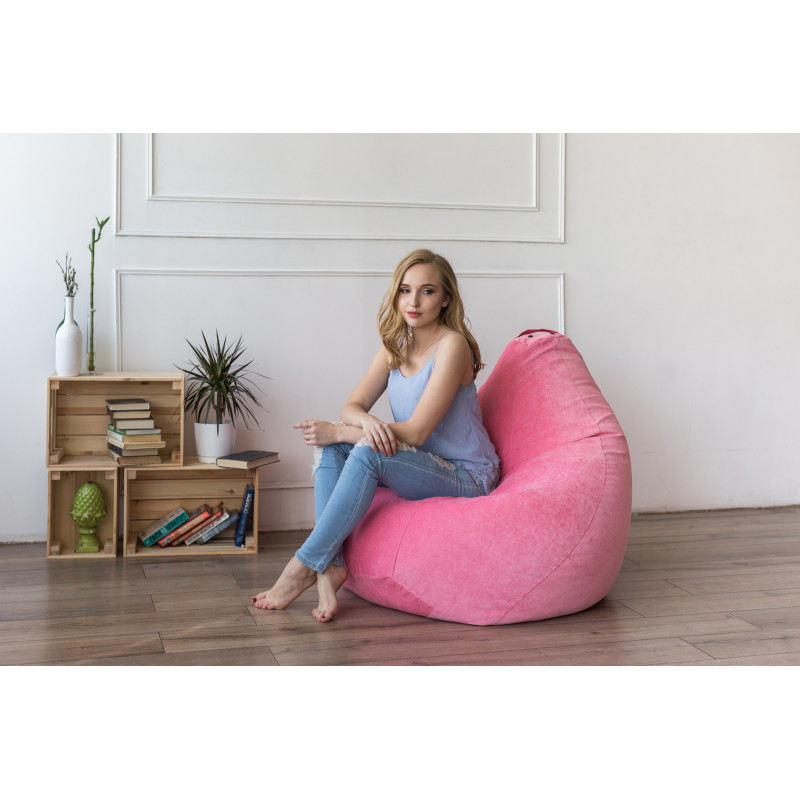 Кресло Мешок Груша Розовый Микровельвет (XL, Классический)