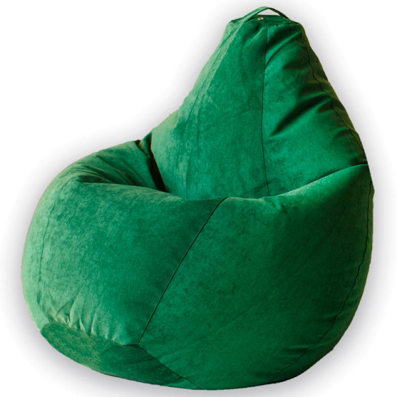 Кресло Мешок Груша Зеленый Микровельвет  (L, Классический)