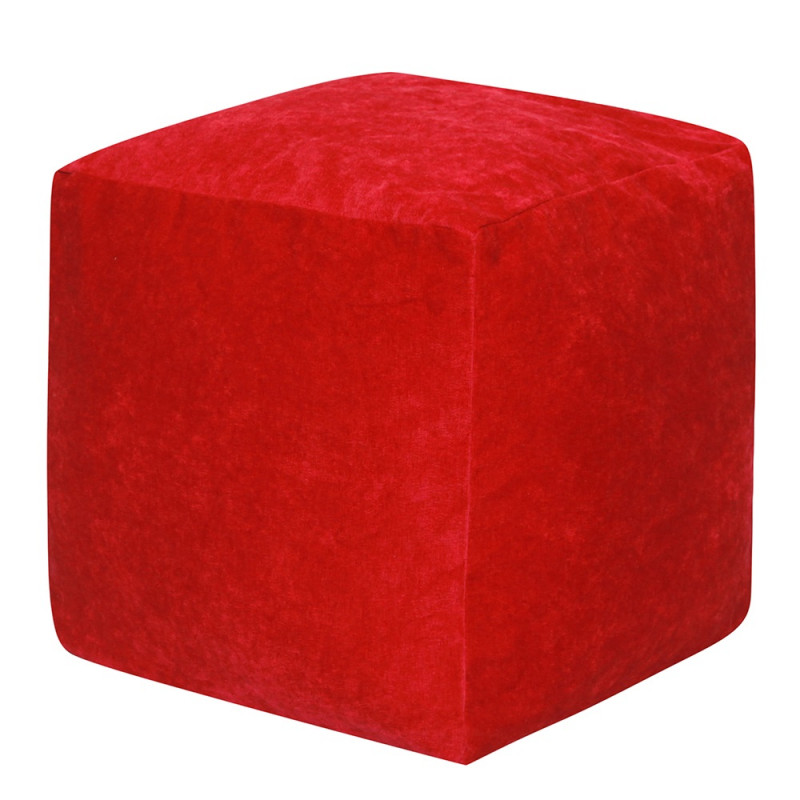 Пуфик Куб Красный Микровельвет (Классический+PushUp)