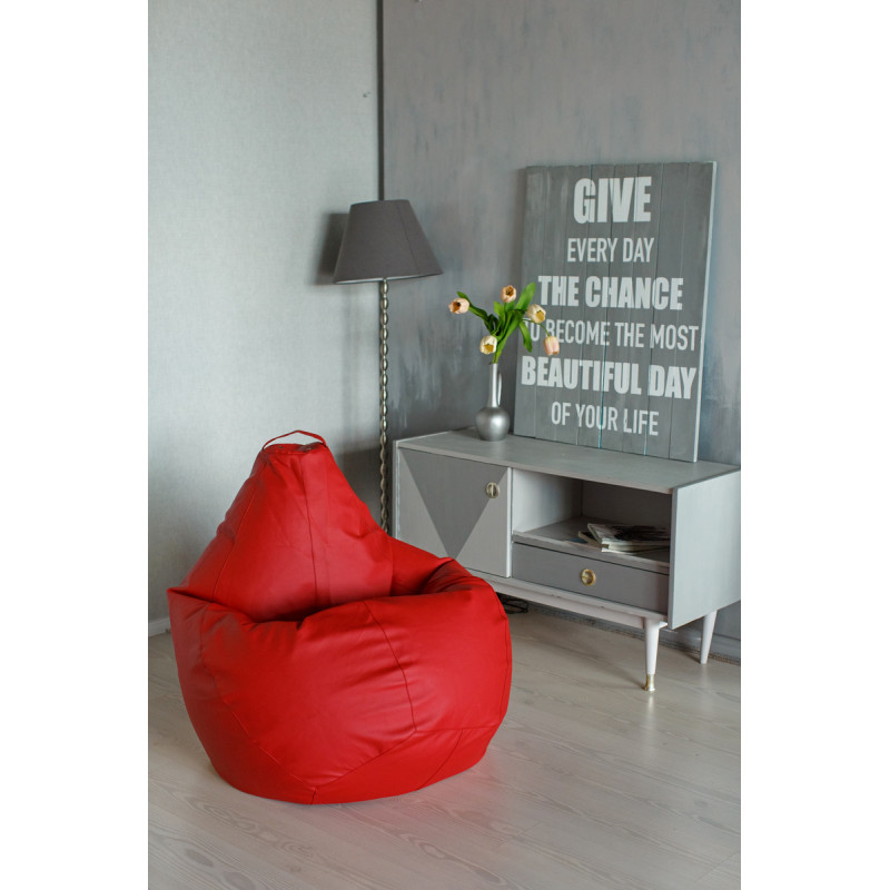 Кресло Мешок Груша Красная ЭкоКожа (XL, Классический)