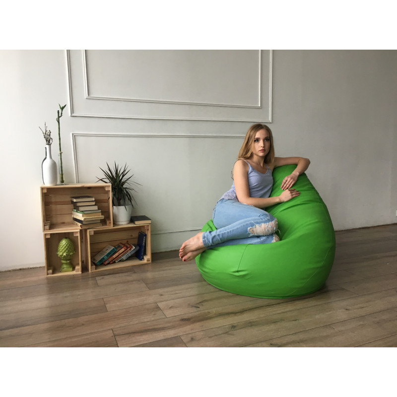Кресло Мешок Груша Зеленая ЭкоКожа (XL, Классический)