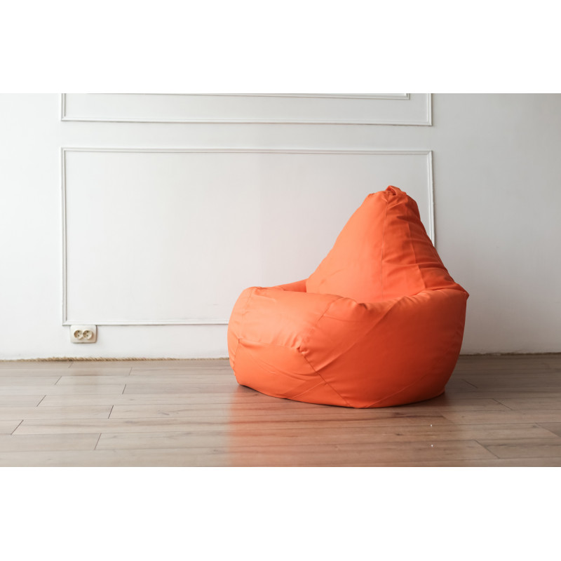 Кресло Мешок Груша Оранжевая ЭкоКожа (L, Классический)