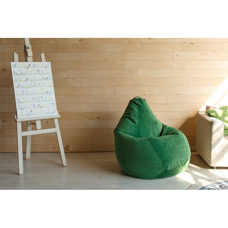 Кресло Мешок Груша Зеленый Микровельвет  (3XL, Классический)