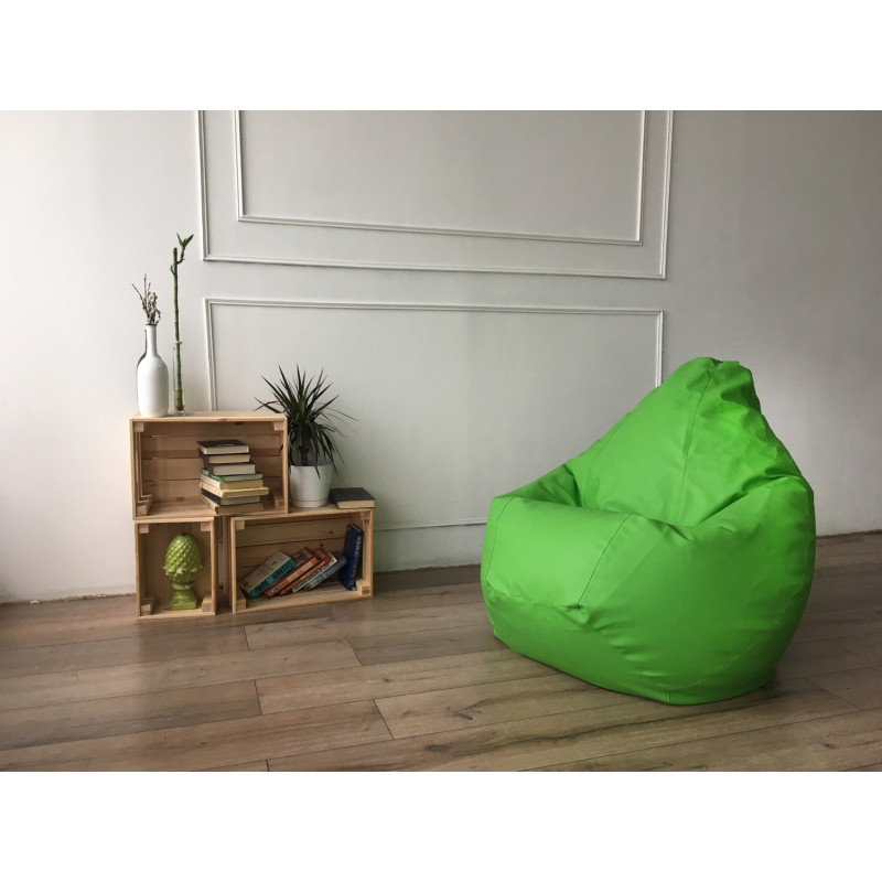 Кресло Мешок Груша Зеленая ЭкоКожа (L, Классический)