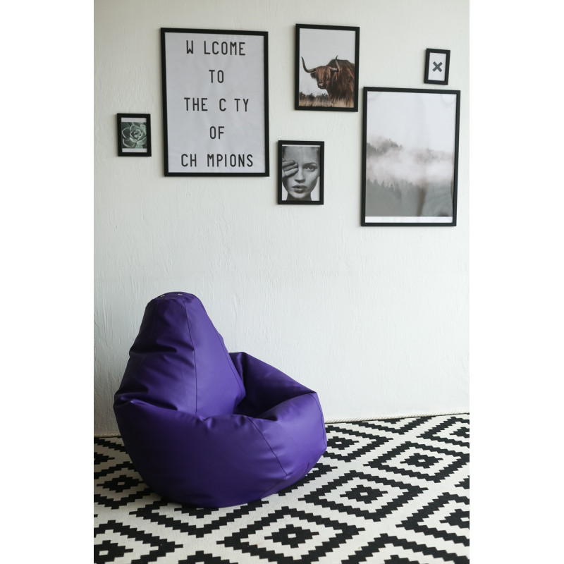 Кресло Мешок Груша Фиолетовая ЭкоКожа (XL, Классический)