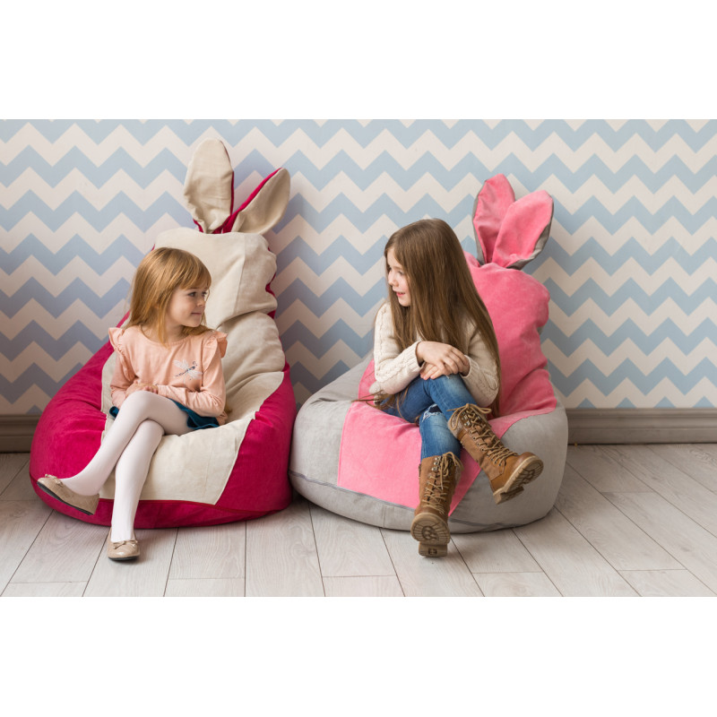 Кресло Мешок Зайчик Серо-Розовый (Классический)