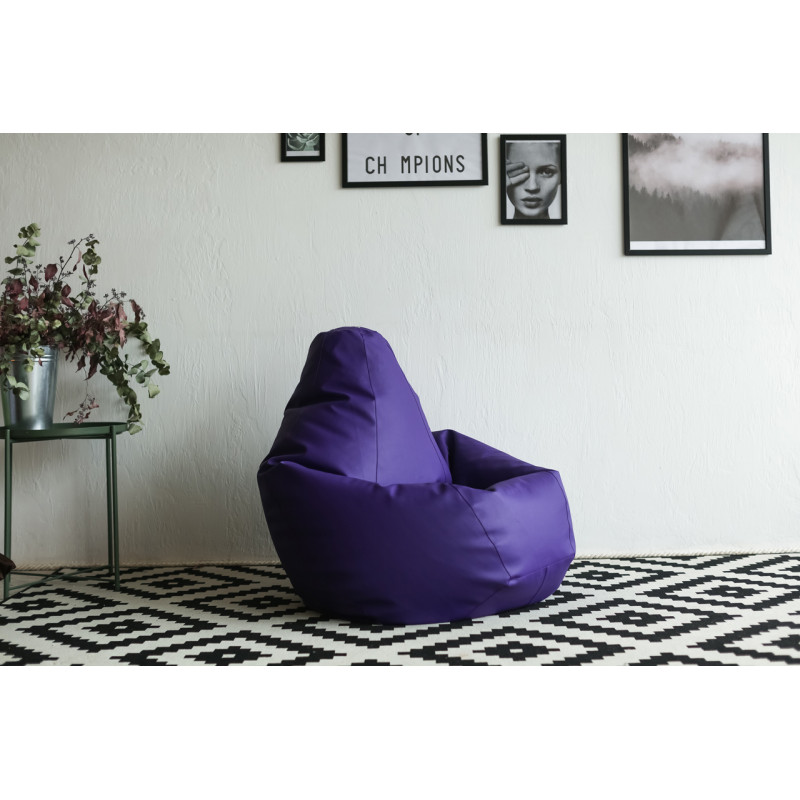 Кресло Мешок Груша Фиолетовая ЭкоКожа (XL, Классический)