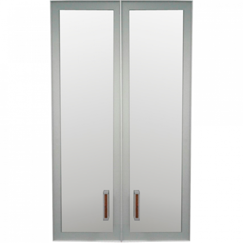 Двери стеклянные в алюминиевой раме К-981.СР.Ф дуб венге